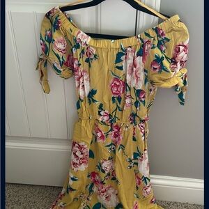 Band of Gypsies Yellow Ruffled Off-Shoulder Sundress